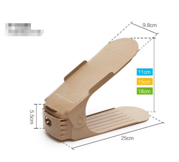 Adjustable Double Stand Shoe Support Lock Closet Cabinet Storage Rack - Image 5