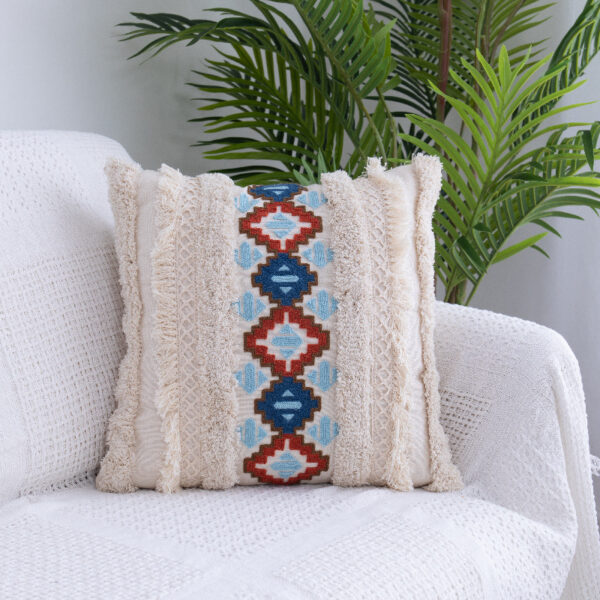 Tufted Throw Pillow Moroccan Fringed Waist Pillow Case - Image 4