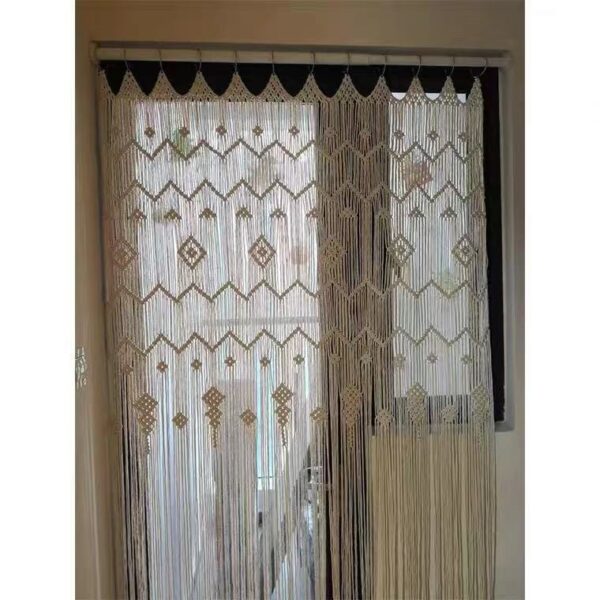 Finished Hoop Door Curtain Bohemian Tapestry Hand Woven Curtain European Style - Image 3