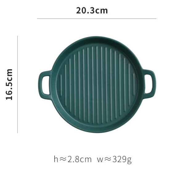 Binaural Baking Tray Pizza Tray Round Dish Plate Dish Creative Oven Ceramic Net Celebrity Tableware Microwave Flat Plate - Image 7