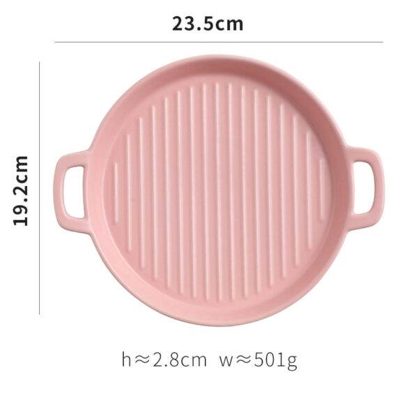Binaural Baking Tray Pizza Tray Round Dish Plate Dish Creative Oven Ceramic Net Celebrity Tableware Microwave Flat Plate - Image 10