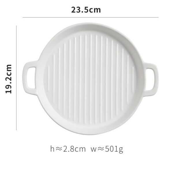 Binaural Baking Tray Pizza Tray Round Dish Plate Dish Creative Oven Ceramic Net Celebrity Tableware Microwave Flat Plate - Image 6