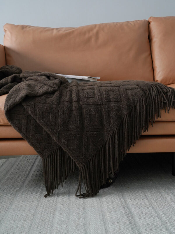 Jacquard Knitted Bed Tail Towel Autumn Winter Blanket - Image 7