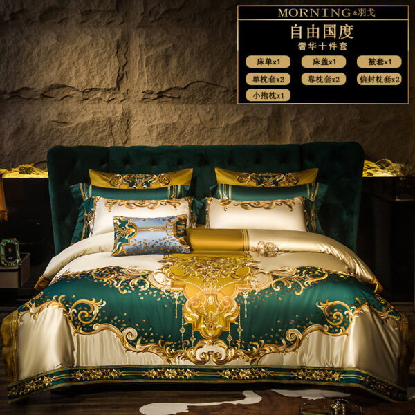 Luxury Villa European-style Four-piece Bedding Set High-end Elegant Satin Embroided Bed Sheet Bedspread Four 60-piece Set - Image 4