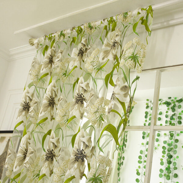 White Striped Yarn Translucent Curtain For Bedroom - Image 3