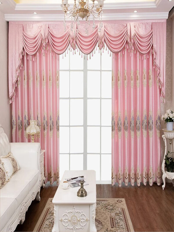 2 Panels European Style High-end Luxury Embroidered Curtains For Modern Bedroom, Without Valance - Image 5