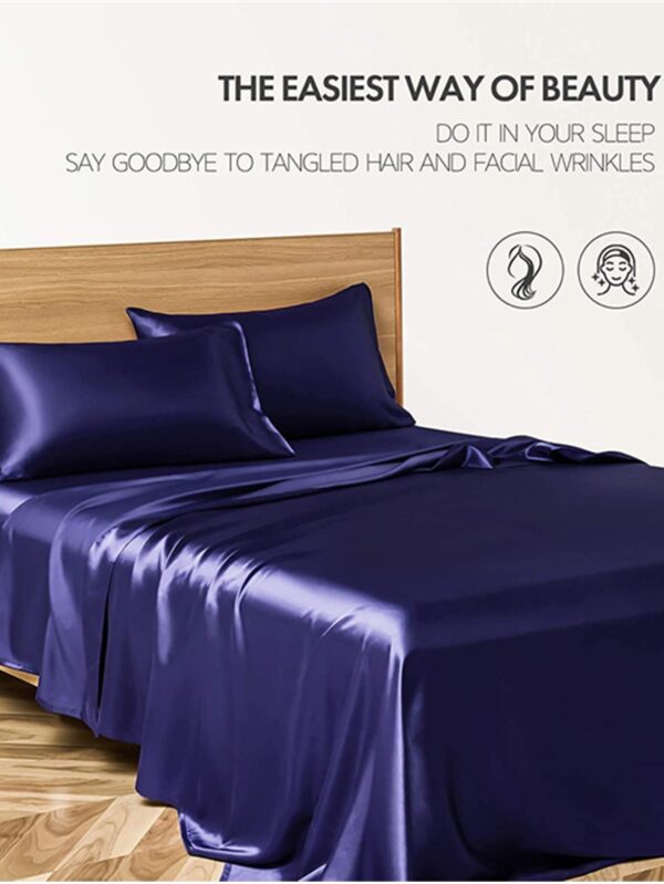 Four-piece Set Of Silk Bedding Sheets And Fitted Sheets - Image 4
