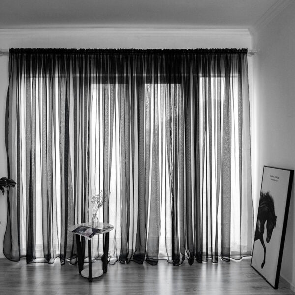 Simple And Modern Balcony Solid Color Gauze Curtain - Image 5