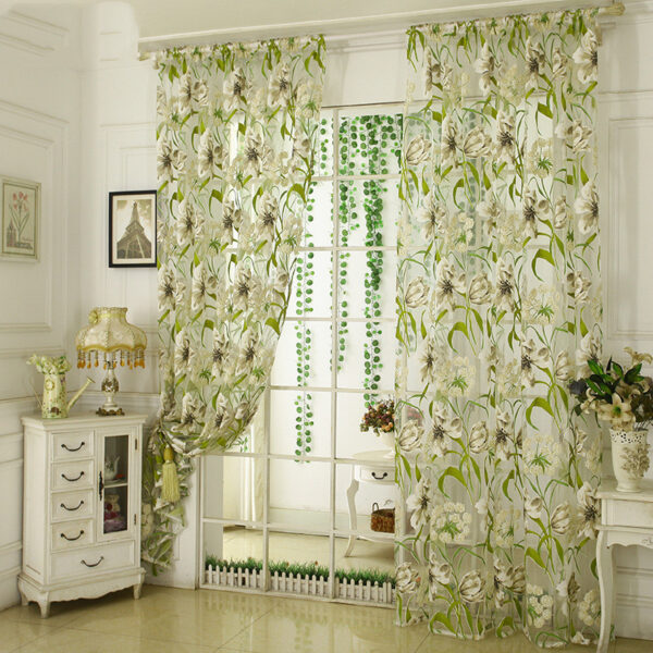 White Striped Yarn Translucent Curtain For Bedroom - Image 5