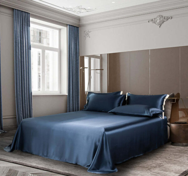 Solid Color Silk Four-piece Set Bed Sheet And Pillowcase Bedding - Image 9