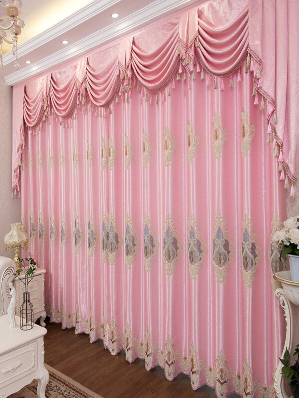 2 Panels European Style High-end Luxury Embroidered Curtains For Modern Bedroom, Without Valance - Image 2