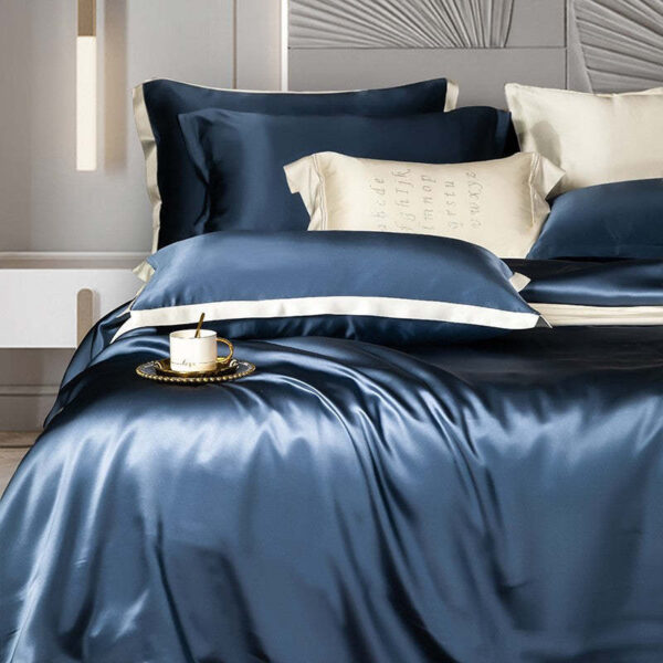 Solid Color Silk Four-piece Set Bed Sheet And Pillowcase Bedding - Image 3