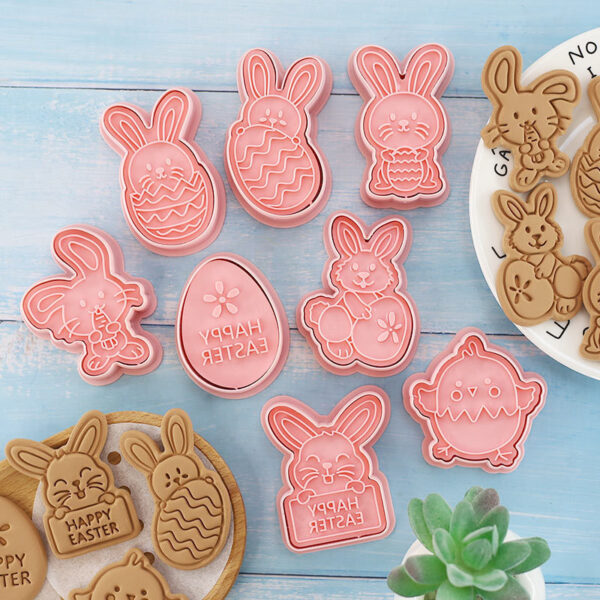 Easter Cookie Mold Cartoon Bunny Easter Egg Cookie Press - Image 4