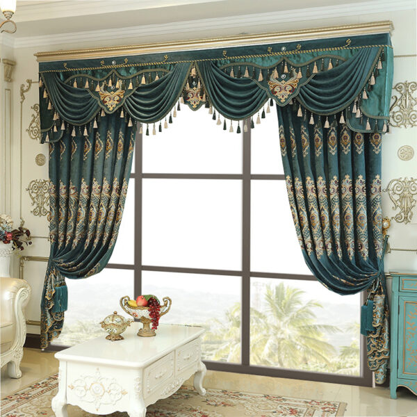 Luxury Elegant High-end Embroidered Curtains, Blackout Living Room Bedroom Villa, Velvet Curtains, Finished 2-piece - Image 4