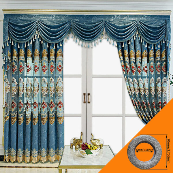 Modern Style Living Room European Hollow Embroidery Curtains Thickened Velvet Bedroom Light-proof French Windows 2-piece Set - Image 4