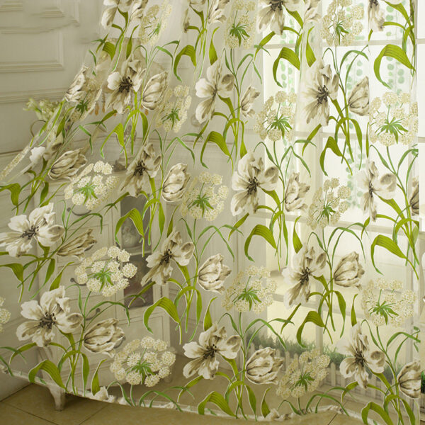 White Striped Yarn Translucent Curtain For Bedroom - Image 4