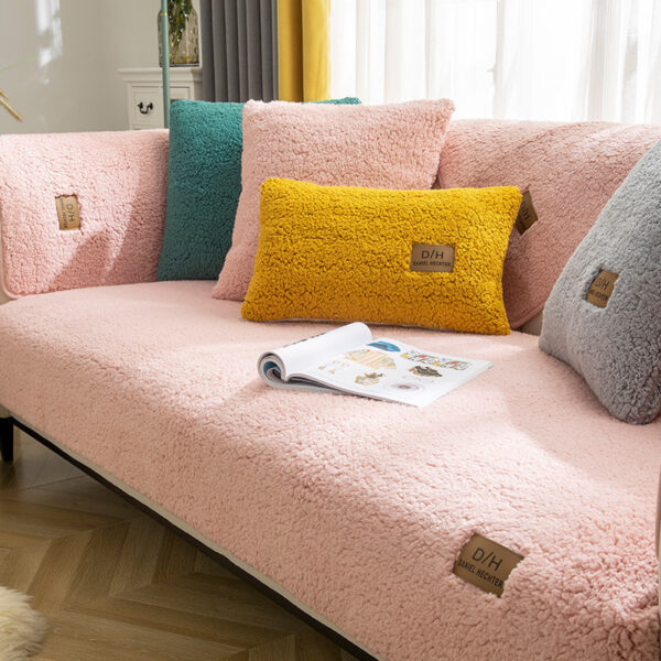 Modern Solid Color Winter Lamb Wool Sofa Towel Thicken Plush Soft And Smooth Sofa Covers For Living Room Anti-slip Couch Cover - Image 9