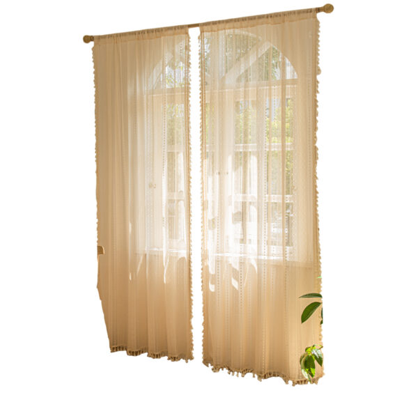 Wood Color Lace Mesh Curtains - Image 4