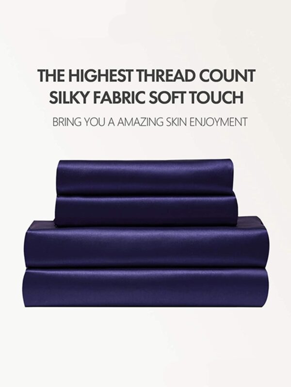 Four-piece Set Of Silk Bedding Sheets And Fitted Sheets - Image 6