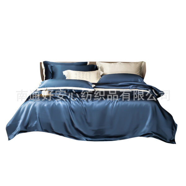 Solid Color Silk Four-piece Set Bed Sheet And Pillowcase Bedding - Image 4