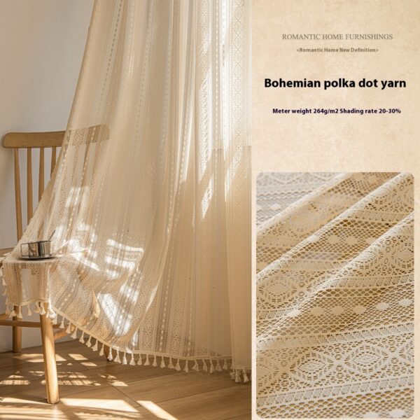 Wood Color Lace Mesh Curtains - Image 5