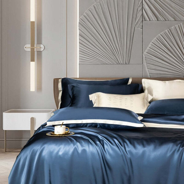 Solid Color Silk Four-piece Set Bed Sheet And Pillowcase Bedding - Image 6