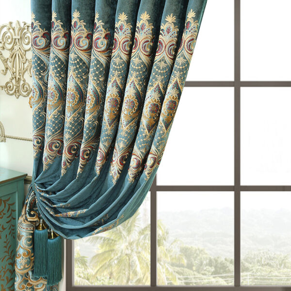 Luxury Elegant High-end Embroidered Curtains, Blackout Living Room Bedroom Villa, Velvet Curtains, Finished 2-piece - Image 8