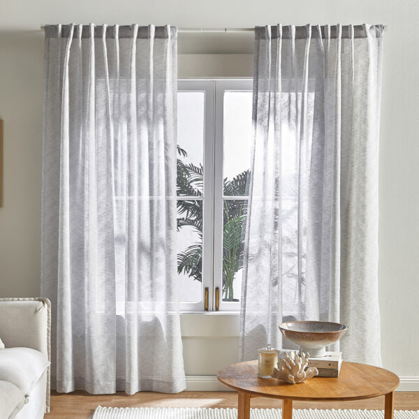 Chevron Grey Concealed Tab Top Curtains (Set of 2)