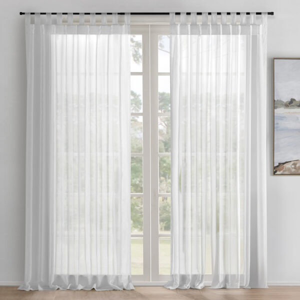 Evie White Sheer Tab Top Curtains (Set of 2)