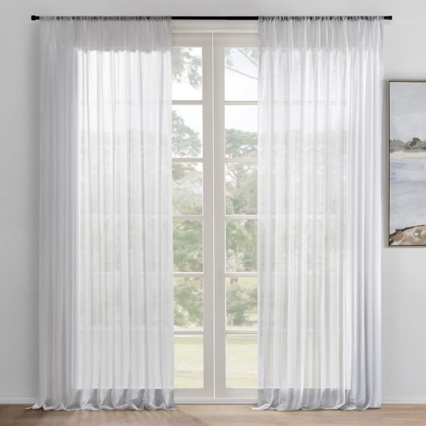 Georgia White Sheer Rod Pocket Curtains (Set of 2)