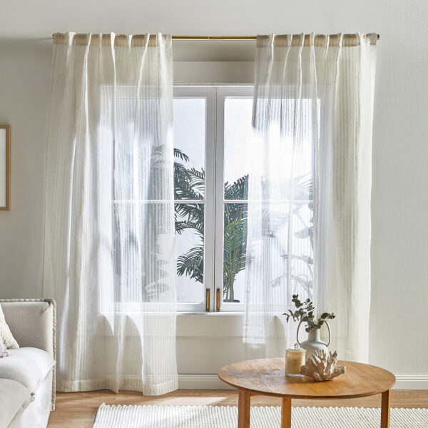 Haven Natural Stripe Concealed Tab Top Curtains (Set of 2)