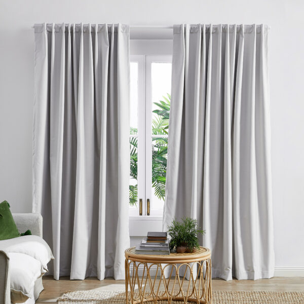 Lexington Grey & White Blockout Concealed Tab Top Curtains (Set of 2)