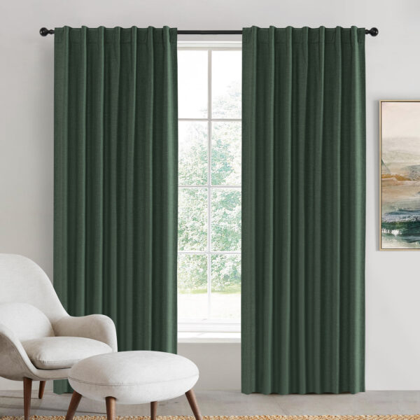 Lynden Faux Linen Blockout Concealed Tab Top Curtains (Set of 2)